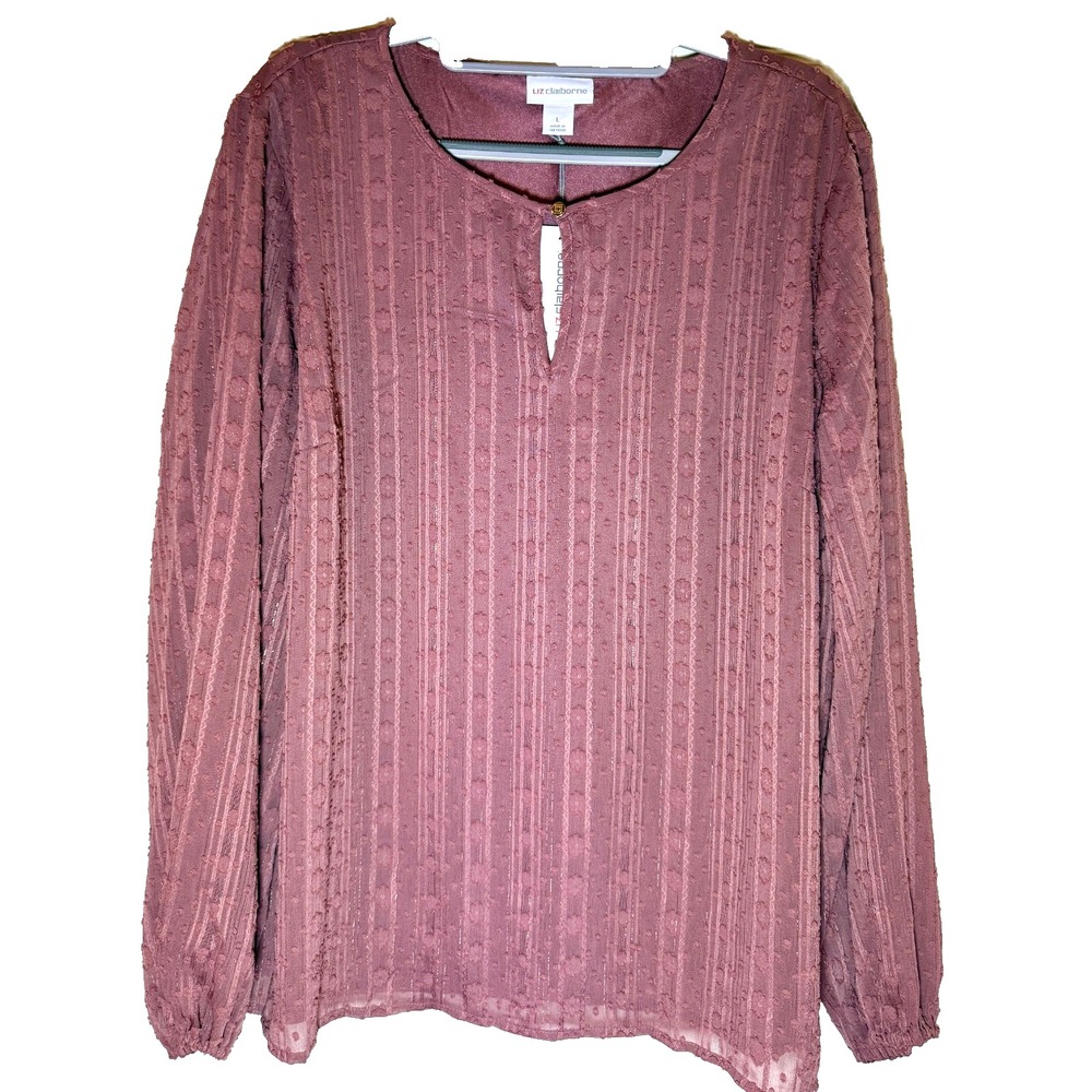 Liz Claiborne Women's Large Rose Brown NWT Blouse with inner lining
